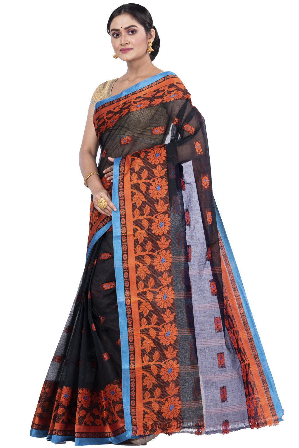 Black Pure Cotton Fultop_Tant Tant Saree (854)